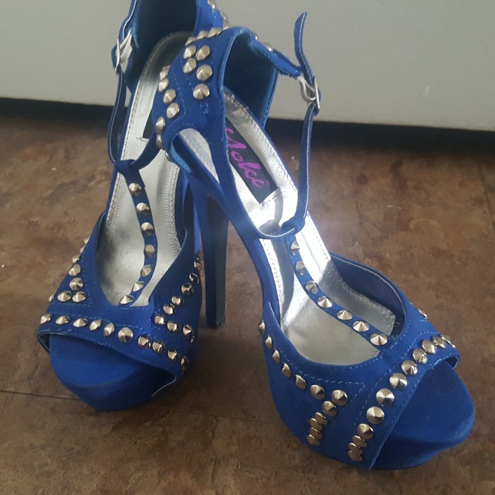 Blue Strappy High Heels